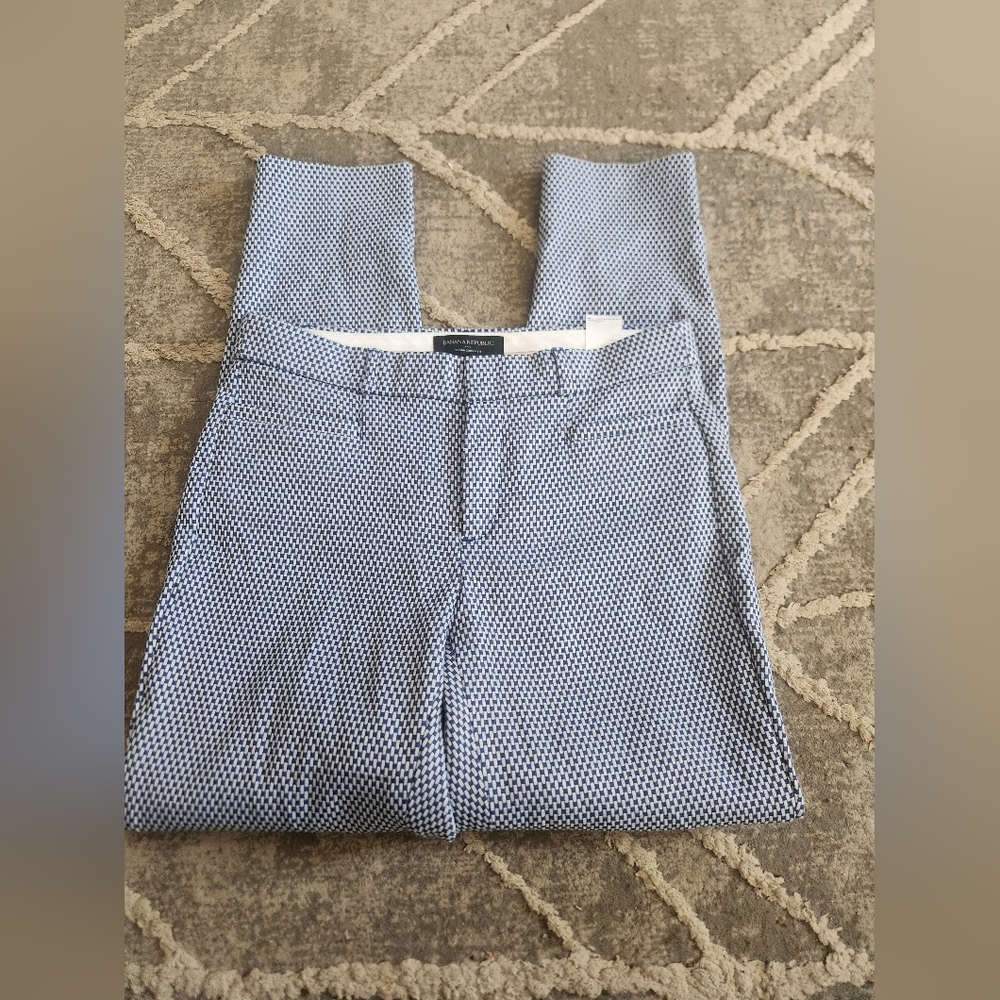 Banana Republic Sloan Houndstooth Blue Ankle Pants